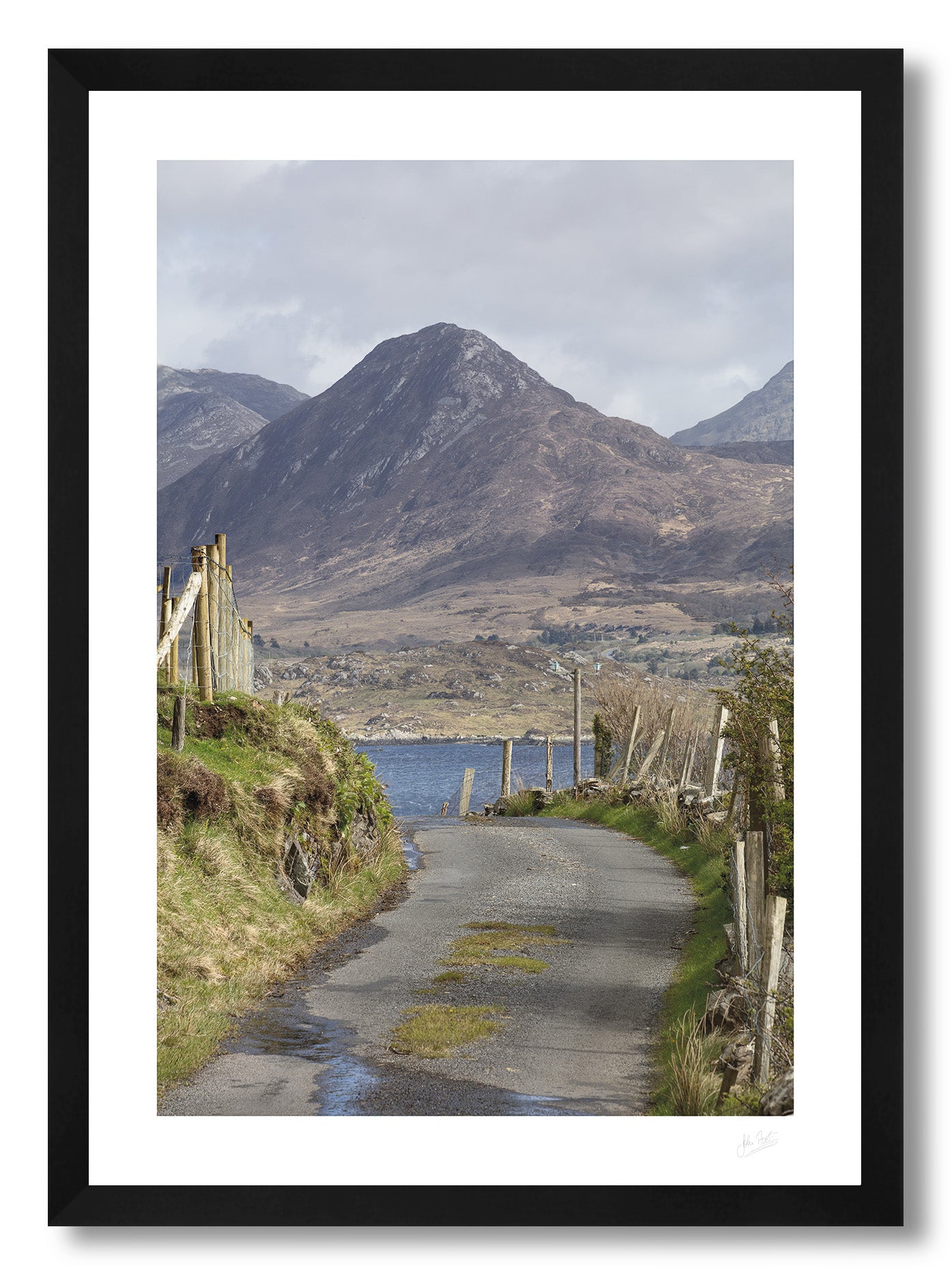 a framed fine art photograph of Diamond Hill mountain in Connemara as seen from Derryinver Peninsula