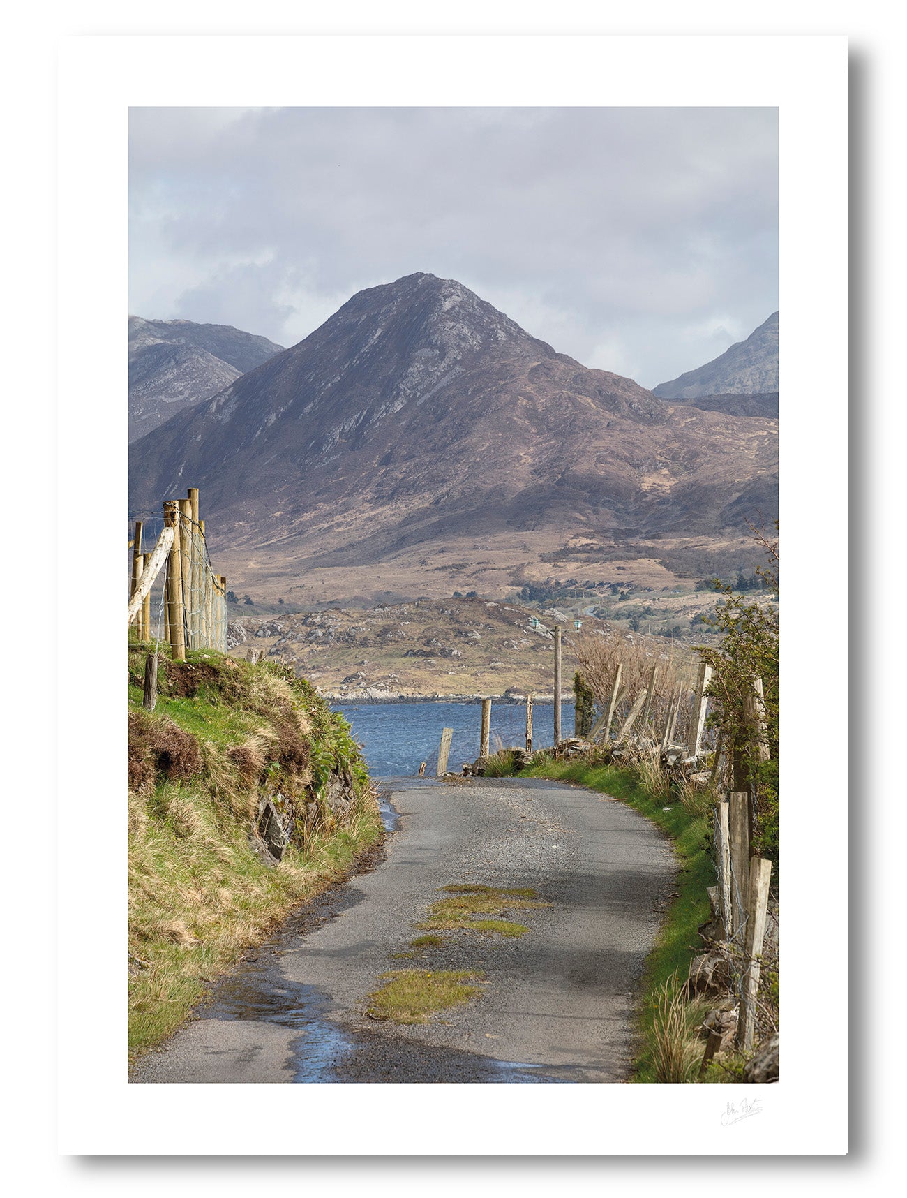 an unframed fine art photograph of Diamond Hill mountain in Connemara as seen from Derryinver Peninsula