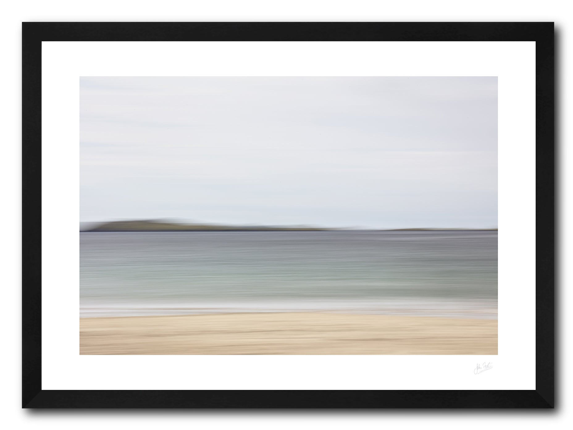 a framed intentional camera movement fine art photographic print of Glassilaun Beach in Connemara on a fine summer afternoon