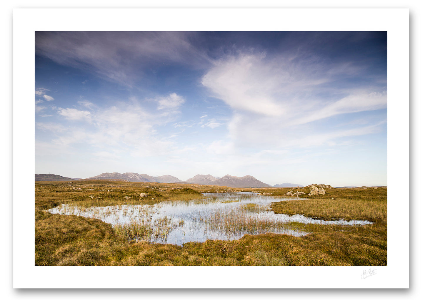 an unframed fine art photographic print of the spectacular Bog Road in Connemara on a beautiful Autumn evening, available to buy online