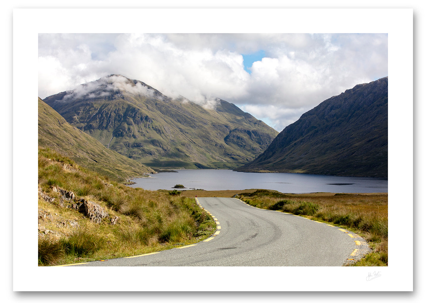 an unframed fine art photographic print of Doolough Valley and the surrounding mountains in Mayo, available to buy online